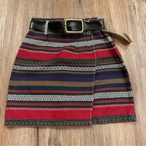 Vintage Be Bop Wrap Belted Skirt Women’s 9 Aztec Belted Deadstock Western USA